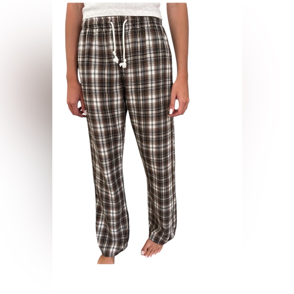 BRANDY MELVILLE Catherine PJ Pants- brown plaid